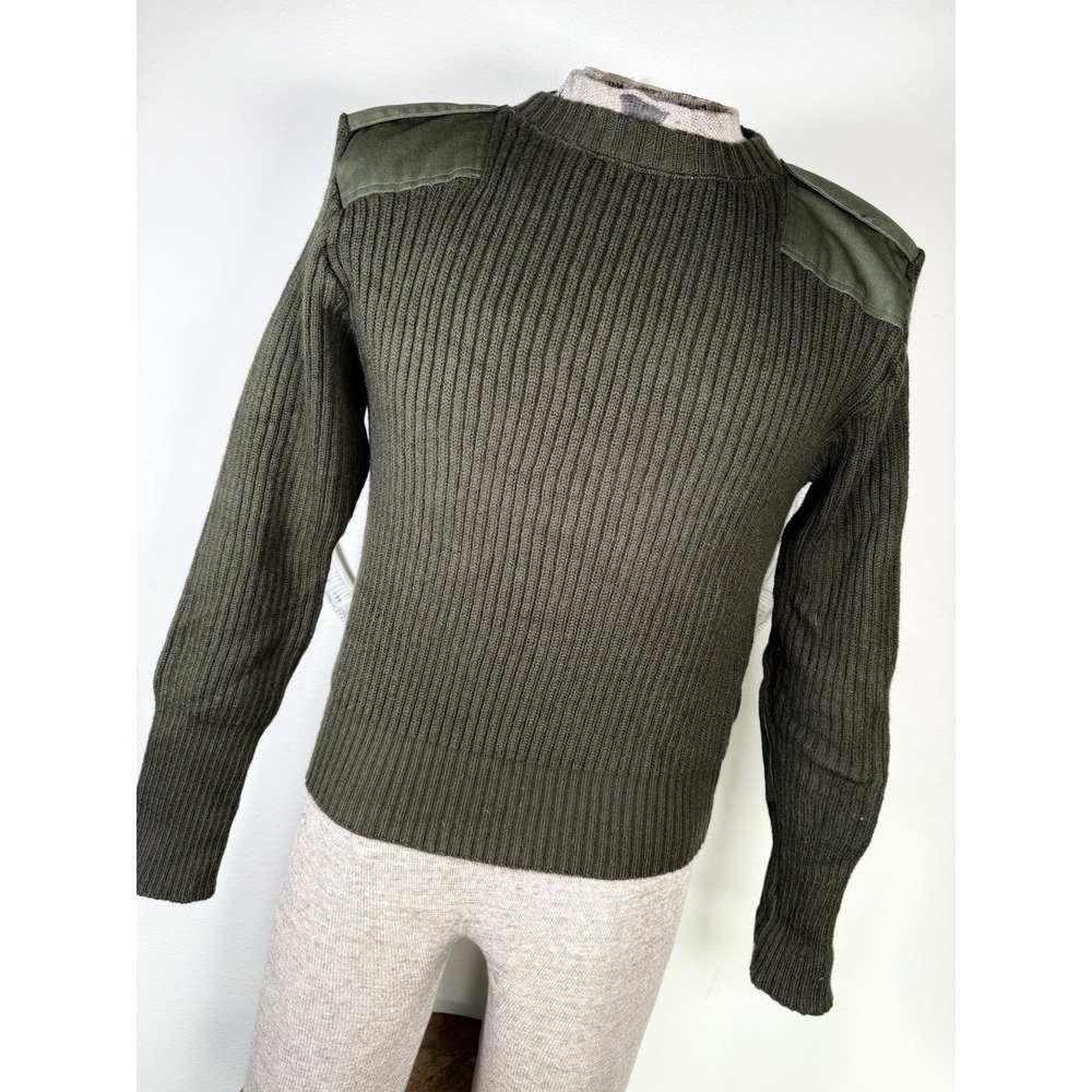 DSCP Valor Collection Mens 38 US Military Sweater 100% Wool Army‎ Green Patch